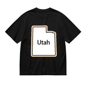 Utah State Outline Graphic Tee in Black